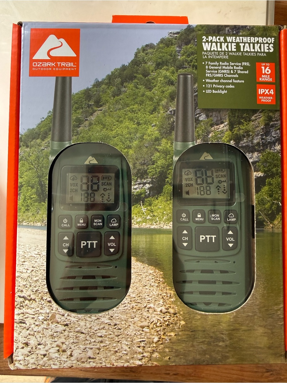 Ozark Trail Olive Green 2-Pack Weatherproof Walkie Talkies
